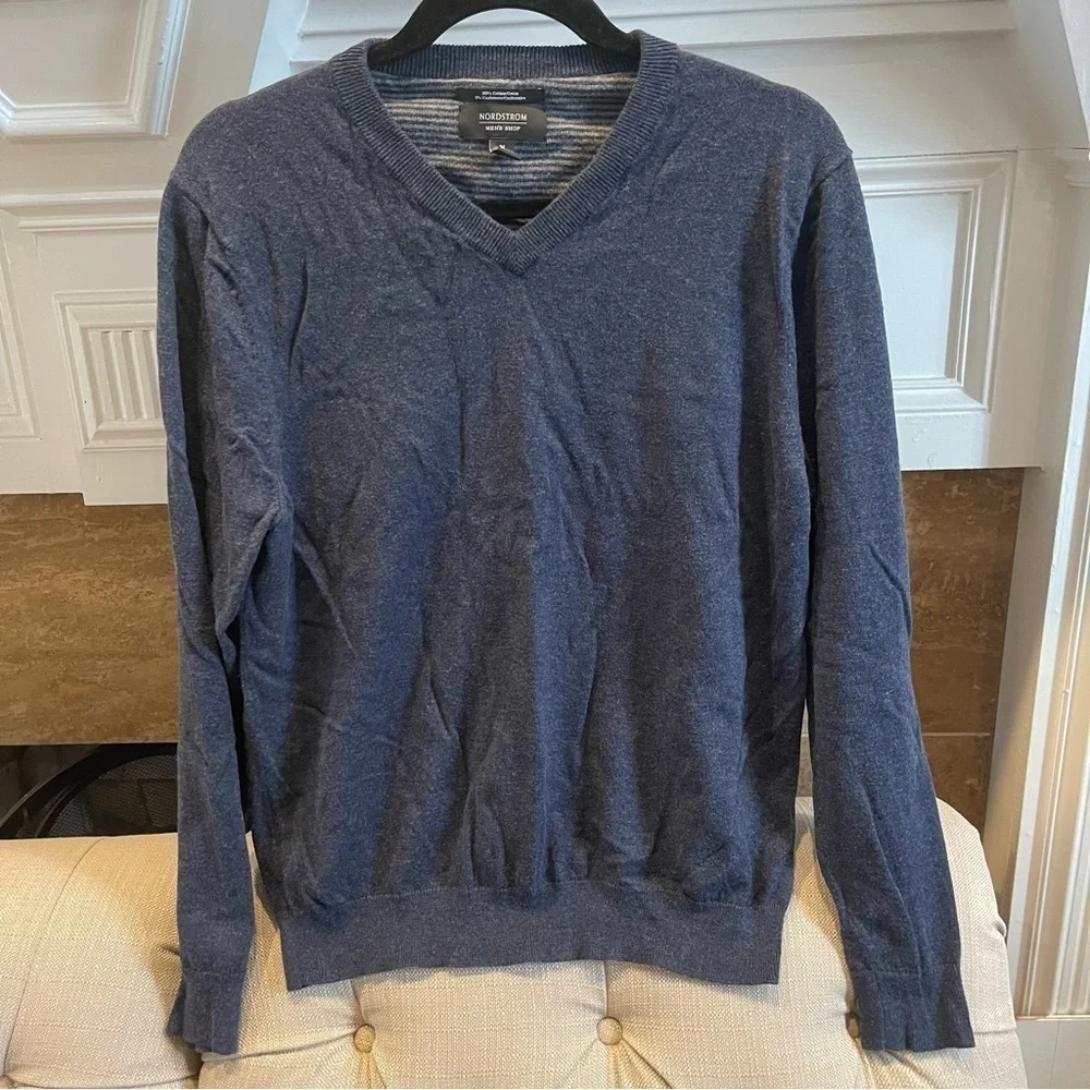NORDSTROM Cotton Cashmere Blend Pullover Sweater Men’s Sz M Blue
